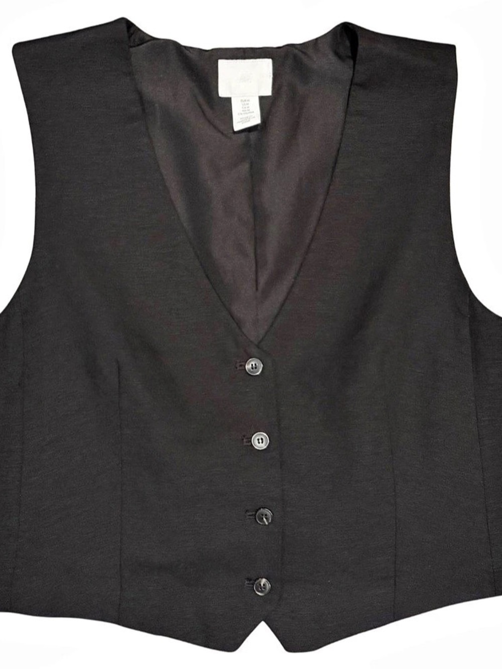 H&M Black V-Neck Vest - Button Down (Medium) NWOT